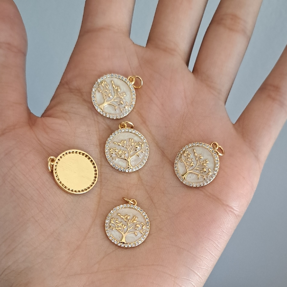 Gold and White Tree of Life Pendant Pkg 5